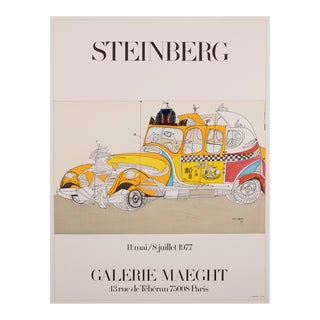 "Taxi" - Original Saul Steinberg Exhibition Poster by Galerie Maeght For Sale