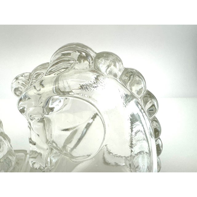 1930s French Art Deco Molded Glass Horse Head Bookends, Circa 1930 For Sale - Image 5 of 9