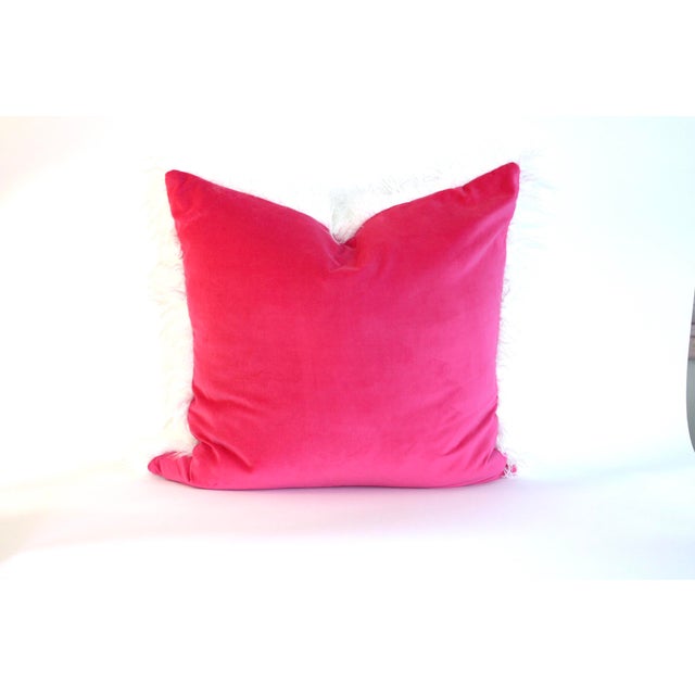 Hot Pink Velvet & White Faux Fur Pillow 24x24 Chairish