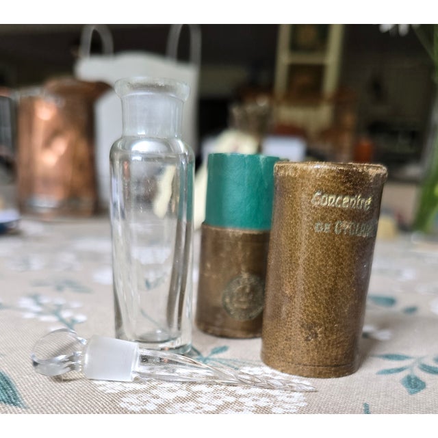 Antique French Crystal Perfume Bottle & Leather Case For Sale In Baltimore - Image 6 of 10