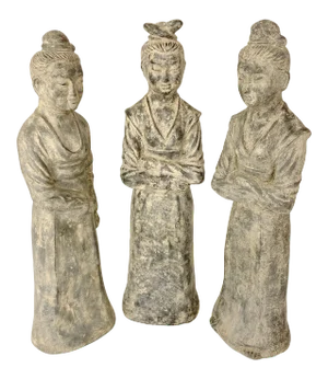 Vintage Maitland Smith Terracotta Statues of Asian Women - Set of 3
