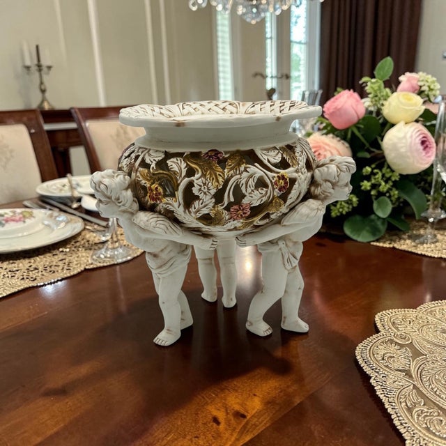 Ardalt Antorini Italy Porcelain Compote | Cherub Figural Base For Sale - Image 9 of 9