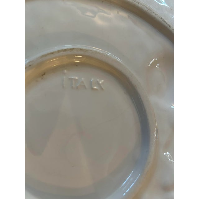 Ceramic Late 20th Century 17” Majolica Basketweave Bowl With Handpainted Fruit Made in Italy For Sale - Image 7 of 12