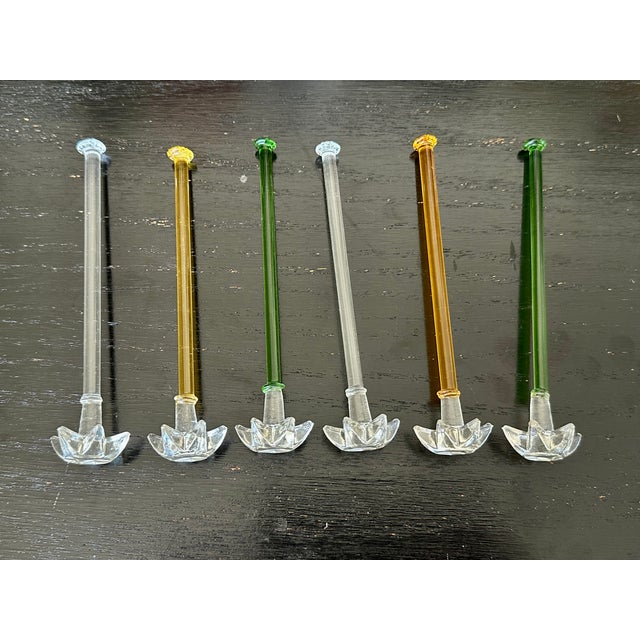 Hand Blown Glass Cocktail Muddler Drink Stirrer Swizzle Sticks For Sale - Image 16 of 18
