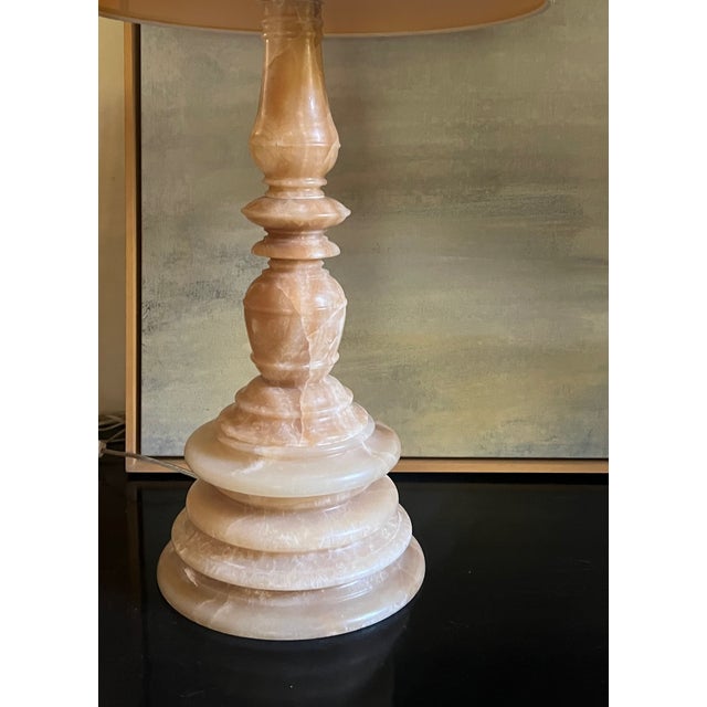 2010s Alabaster Lamp & Shade by Ironies For Sale - Image 5 of 13