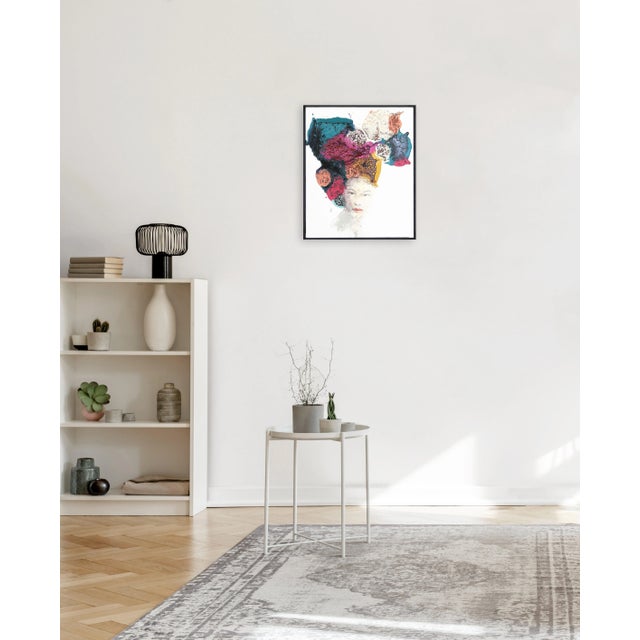 Textile Textural Colorful Figurative Expressionist Abstract Painting "The Colors of the Mind" Framed Original Artwork by Alessandro Casetti For Sale - Image 7 of 9