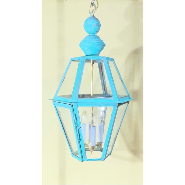 Large Single Solid Copper Hanging Lantern. 27” X 16” For Sale - Image 4 of 15