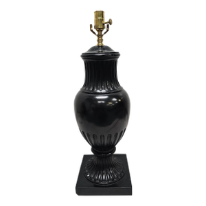 Late 20th Century Ebonized and Glazed Cast Ceramic Vase-Form Table Lamp
