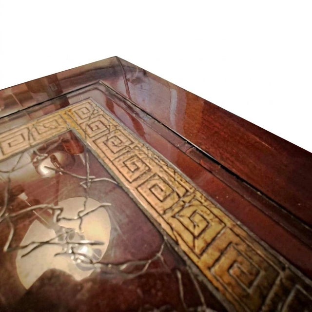 Chestnut 1970s Drexel Heritage Et Cetera Chinoiserie Etched Walnut Burl Sideboard For Sale - Image 8 of 15