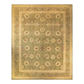 Eclectic, One-of-a-Kind Hand-Knotted Area Rug - Green, 11' 10" x 14' 10" For Sale