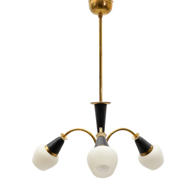 Mid-Century Modern Brass 3-Armed Sputnik Lamp, 1950s For Sale