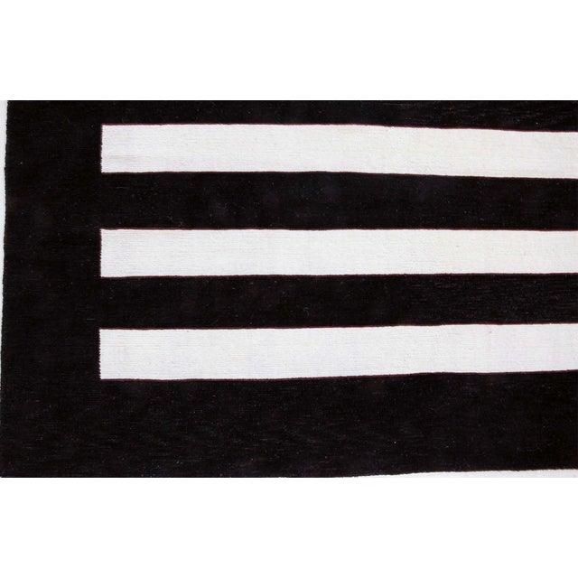 Contemporary Classic Striped Black and White Rug by Doris Leslie Blau Size: 13'0" × 16'10" (396 × 513 cm) This...