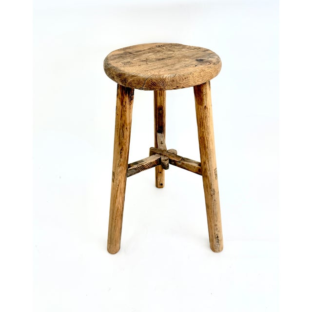 Rustic Elm Milking Stool For Sale - Image 4 of 9