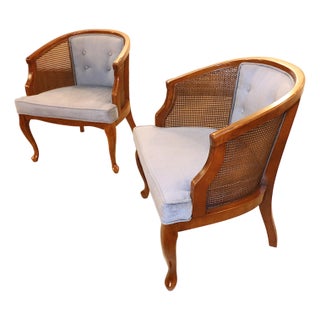 Early 20th Century Vintage Hollywood Regency Cane Back Chairs - Set of 2 For Sale