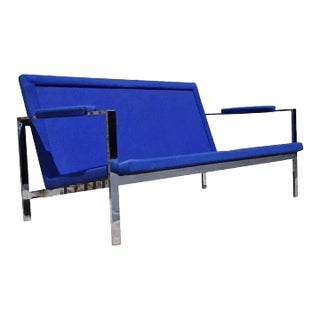 Mid 20th Century Mid Century Modern Milo Baughman Style Chrome Flat Bar Loveseat For Sale
