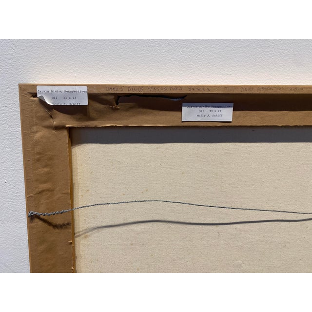 Paint 1980s Vintage 80s Interior Oil Painting of Dinner Table by Molly Schiff, Framed For Sale - Image 7 of 7