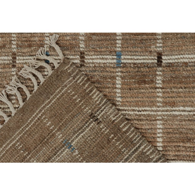 Textile Rug & Kilim’s Moroccan Rug with Beige-Brown Stripes and Geometric Pattern - 12x15 For Sale - Image 7 of 7