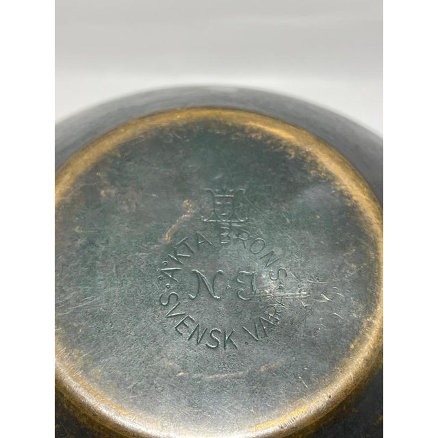 Metal Swedish Art Deco Bronze Vase from N & J, 1930s For Sale - Image 7 of 8