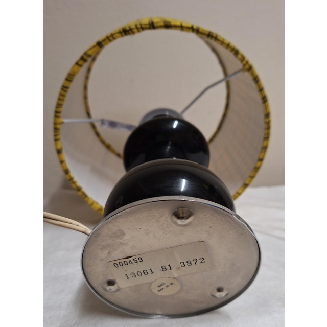 Metal Vintage Table Lamp with Black Ceramic and Handmade Fabric Shade from Lamplove, 1970s For Sale - Image 7 of 11