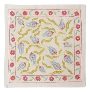19"x19" 100% Silk Pillow. Handmade Cushion Cover. Embroidered Throw Pillow Cover