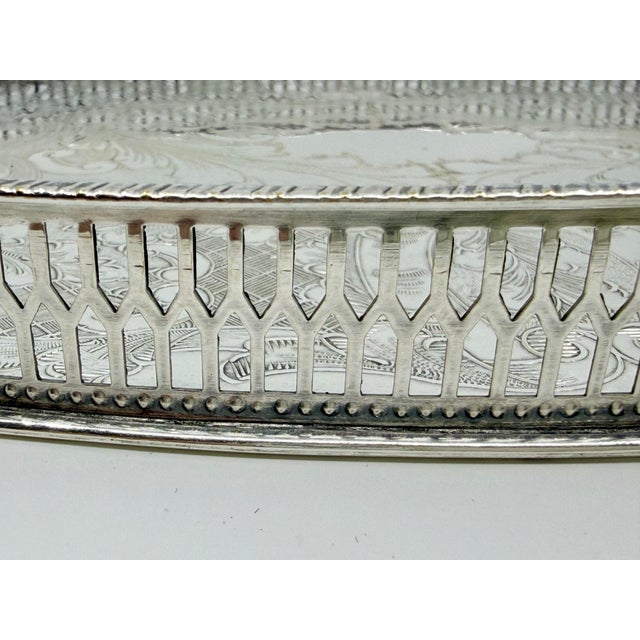 Vintage Viners of Sheffield England Alpha Silver Plated Gallery Serving Tray For Sale In Savannah - Image 6 of 9