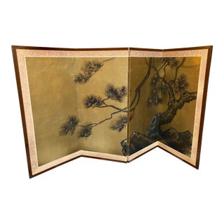 Japanese 4-Panel Byobu Screen For Sale