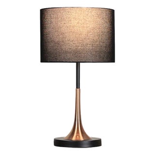 Brown Linen & Copper-Brown Iron Table Lamp For Sale