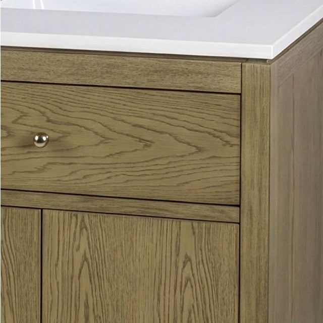 Wood Nora 72 in. W Quartz and Wood Double Sink 4 Drawer Bathroom Vanity Set, Light Oak For Sale - Image 7 of 12
