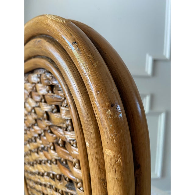 Vintage Padma’s Plantation Armchairs Woven Rattan With Sherpa Upholstery, Set of Four For Sale - Image 17 of 17