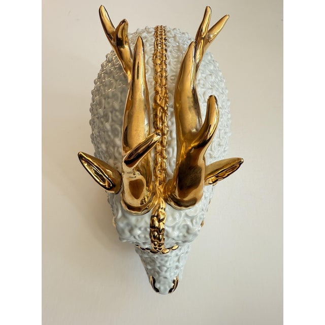 Figurative Raindeer or Elk Tureen or Covered Dish With Gilt Accents From Italy For Sale - Image 3 of 14