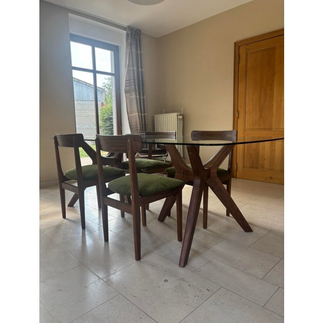 Wood Scandinavian Green Velvet Chairs, 1970s, Set of 4 For Sale - Image 7 of 10