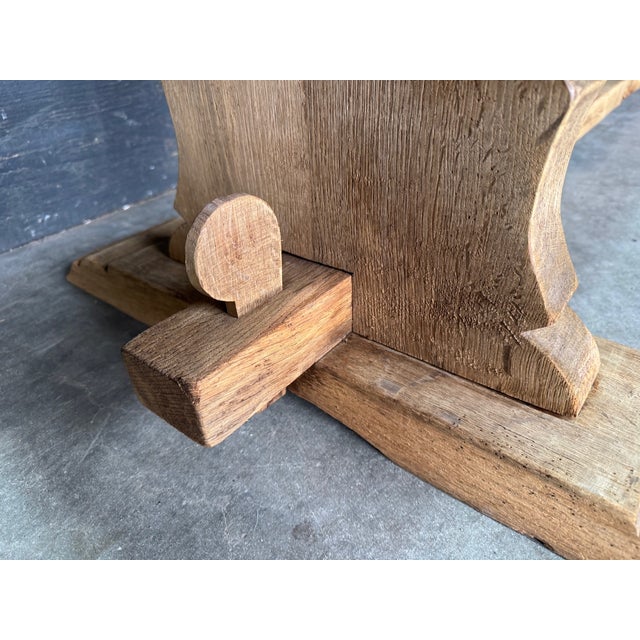 Large French Bleachers Oak Farmhouse Dining Table, 1925 For Sale - Image 9 of 17