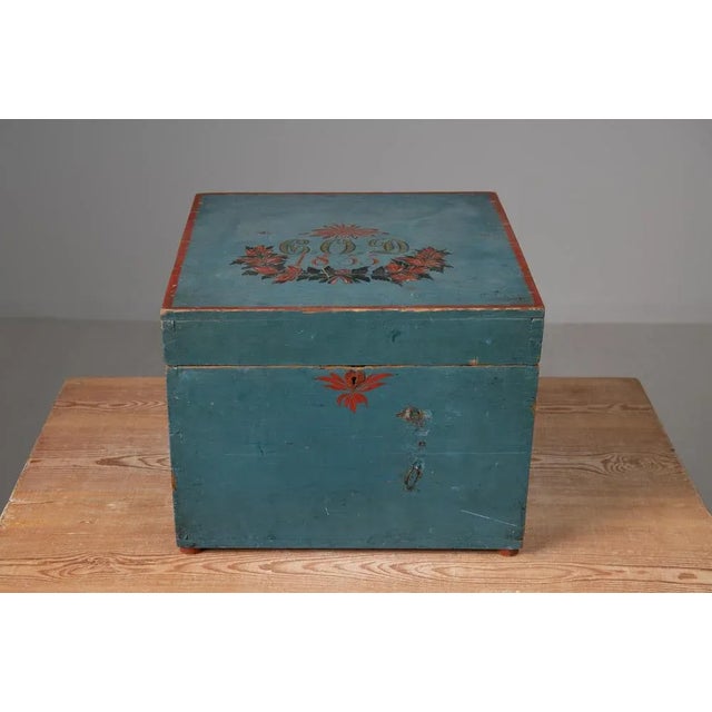 19th-Century Swedish Blue Pine Box For Sale - Image 6 of 10