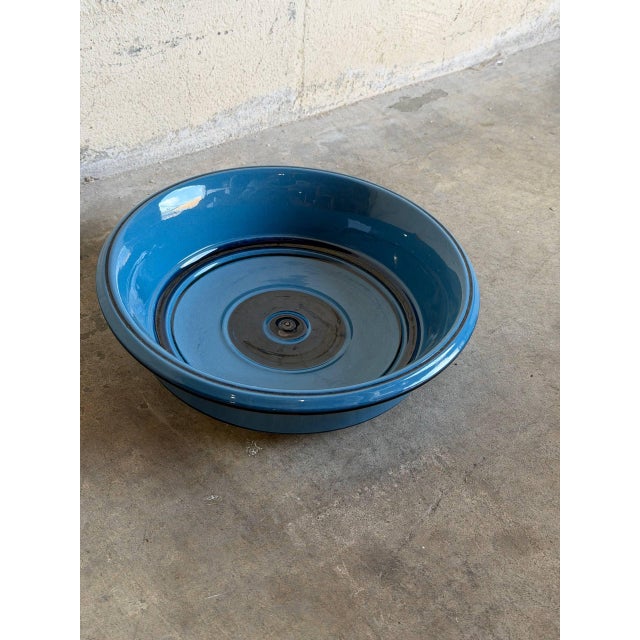 Knabstrup Pottery Knabstrup Keramik Blue Ceramic Salad Bowl Deep Glossy Azure Denmark Mid-Century Modern 1960s For Sale - Image 4 of 10