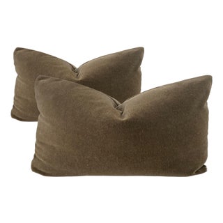 Genuine Mohair Lumbar Pillows in Bronze Brown 10' X 20" - a Pair For Sale