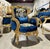 French Blue Bergère Wing Chair – French Style Armchair With Gold Leaf Details For Sale - Image 3 of 8