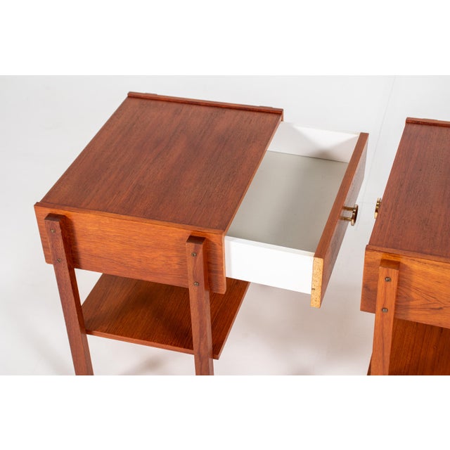 Vintage Danish Teak Veneer Bedside Tables, 1960s, Set of 2 For Sale - Image 6 of 12