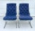 Here is a fantastic pair of upholstered, curved chairs with modern chrome bases. The upholstery is a wonderful blue that...