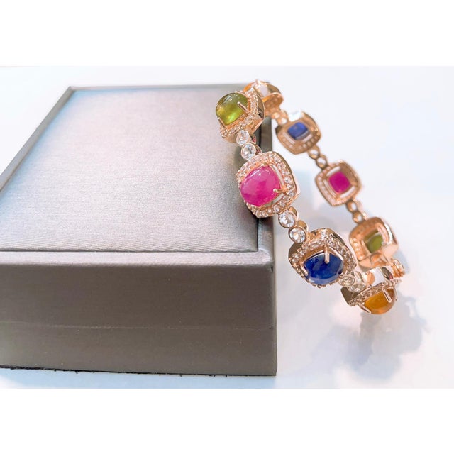 Bochic “Capri” Vintage Ruby, Multi Sapphire & Diamond Set 18K Gold & Silver For Sale - Image 15 of 16