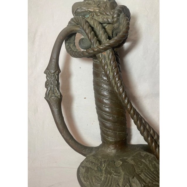 Large Antique Solid Bronze American Eagle Sword Military Sculpture Wall Statue For Sale - Image 13 of 18