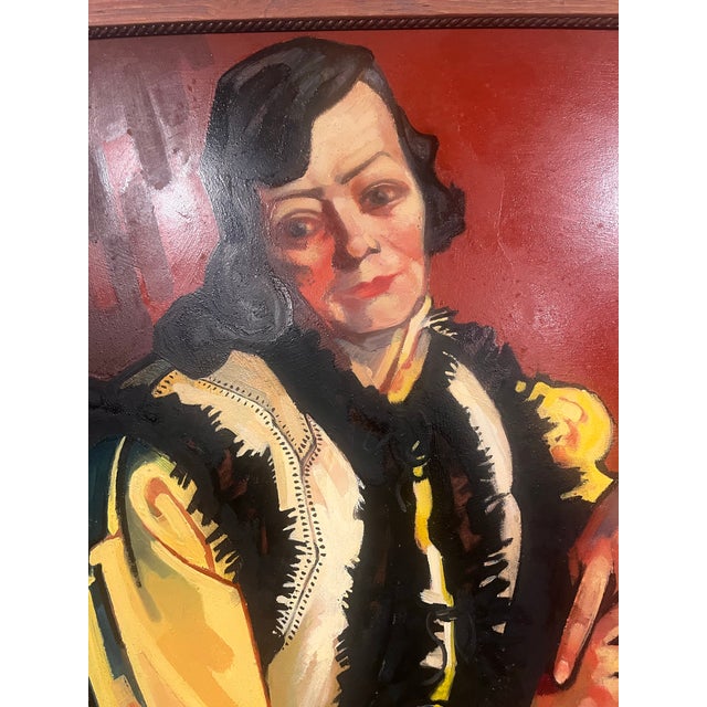 1960s Josef Lacina 1899-1975 Original Oil Portrait Woman Czech Expressionist on Masonite For Sale In Washington DC - Image 6 of 6