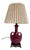 Vintage Burgundy Glazed Ceramic Amphora Double Handle Table Lamp With Pleated Shade For Sale