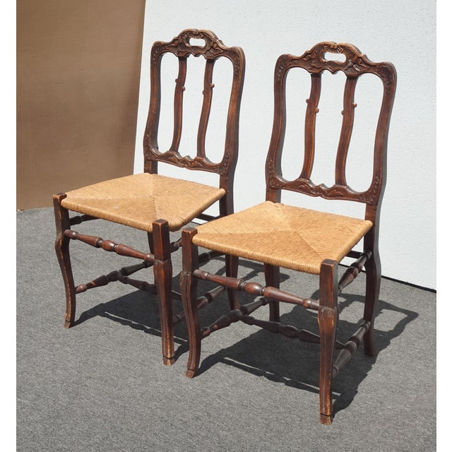 Gorgeous Chairs in Good Vintage Condition. Solid and Firm. There is wear that is usual for their age. Please study the...