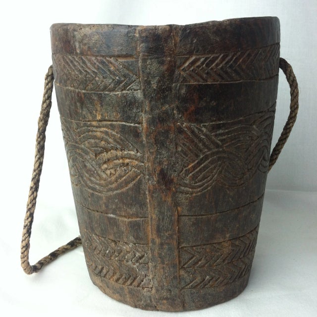 Vintage Indian Carved Wooden Raita Pot For Sale - Image 4 of 12