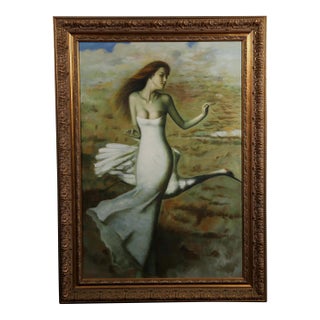 Mid 20th Century Woman in White with a Swan For Sale