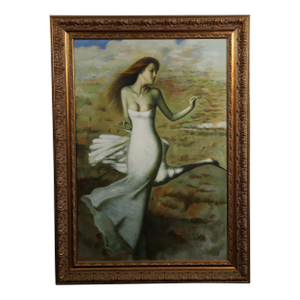 Mid 20th Century Woman in White with a Swan