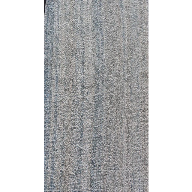 Measures: 1'10 x 3'4 Modern Afghan Kilim Rug in Soft Blue and Gray Tones 1'10 x 3'4. Keivan Woven Arts / rug/KBE-230201,...