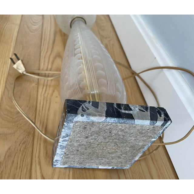 1940's Hollywood Regency MCM Etched and Cut Glass Lamps - a Pair For Sale In New Orleans - Image 6 of 6