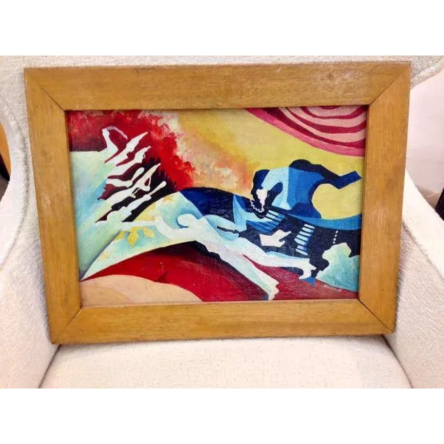 Abstract Nice Framed Film Noir Painting Signed Escopel, 1983 For Sale - Image 3 of 9