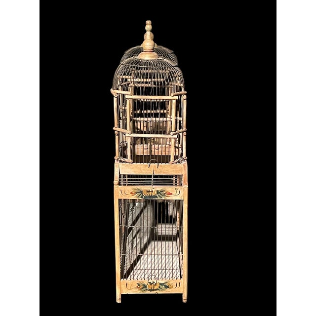 Mid 20th Century Vintage Victorian Double Spire Bamboo Bird Cage For Sale - Image 5 of 9